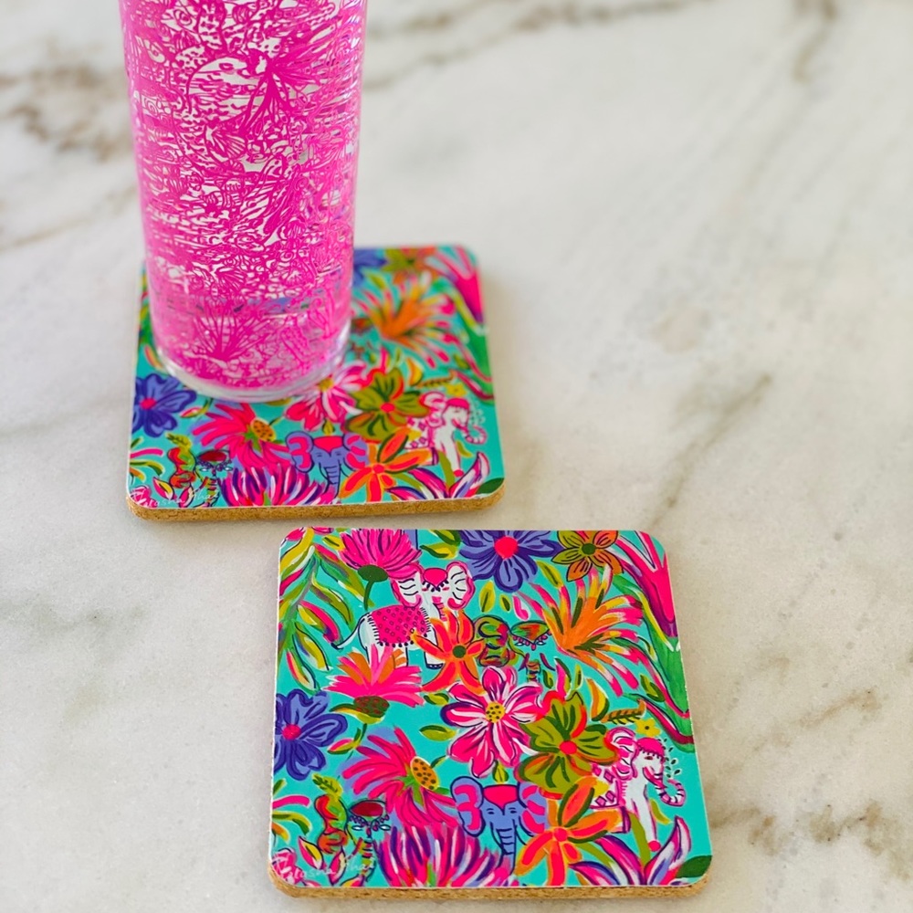 Lilly Pulitzer inspired cork coasters
